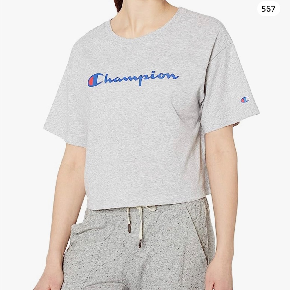 Medium Grey Champion Cropped T-Shirt